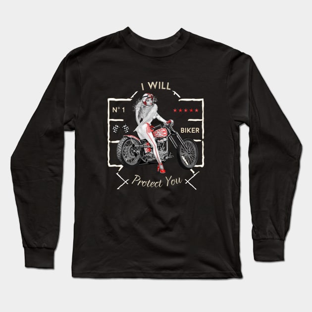 Biker Angel Long Sleeve T-Shirt by 3vaN